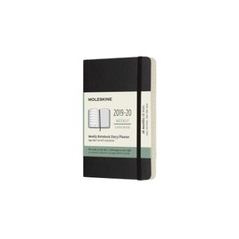 Moleskine 18 Months Agenda Weekly 2019/2020, Academic Diary with Soft Cover and Elastic Closure, Black Colour, Pocket 9 x 14 cm, 208 Pages