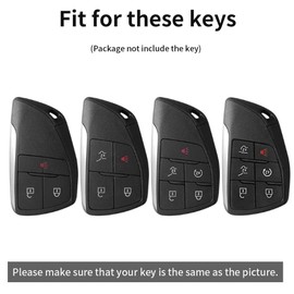 ontto Car Key fob Cover fit for Chevy Silverado 1500 GMC Sierra 1500 Yukon Suburban Tahoe Denali Buick 2019-2023 Smart Key Holder case Shell keychain keyring Accessories protector Black-Red A