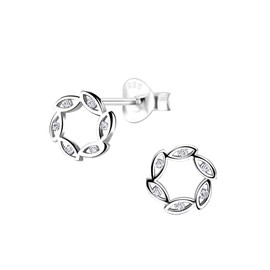 Frieda + Paul Geo Zirconia Geo Women's / Girls' Stud Earrings 925 Sterling Silver Tarnish-Resistant Jewellery Box, Sterling Silver, Cubic Zirconia