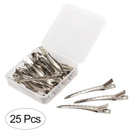 Beayuer 25 Pieces Duck Bill Hair Clips, 3.5 Inch Rustproof Metal Alligator Curl Clips with Holes for Hair Styling, Hair Coloring, Thick Hair Sectioning, Salon, Bows DIY, Silver (25 Pcs, 3.5in Silver)