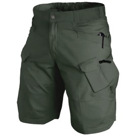 Hello MrLin Cargo Shorts for Man Waterproof Stretch Multi Pockets Quick-Dry Outdoor Running Athletic Men's Shorts（No Belt） Army Green