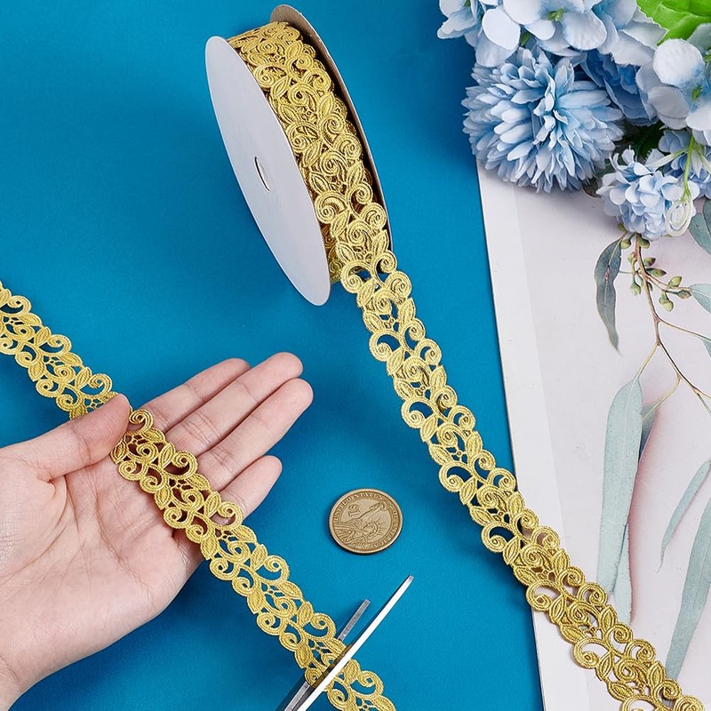 PH PandaHall 20 Yards Gold Lace Trim for Sewing, 25mm