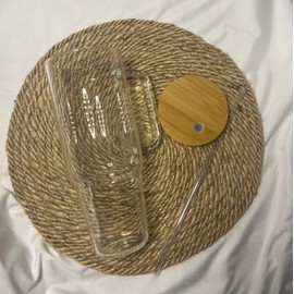 Generic 40oz sublimation glass water tumbler with handle and plastic straw and bamboo lid, Clear