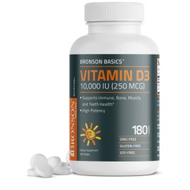 Bronson Vitamin D , IU ( MCG) for Healthy Muscle Function and Immune Support, Non-GMO,  Tablets