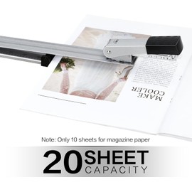 Deli Long Reach Stapler with 1000 Staples, 20 Sheet Capacity, Long Arm Standard Staplers for Booklet or Book Binding, Silver