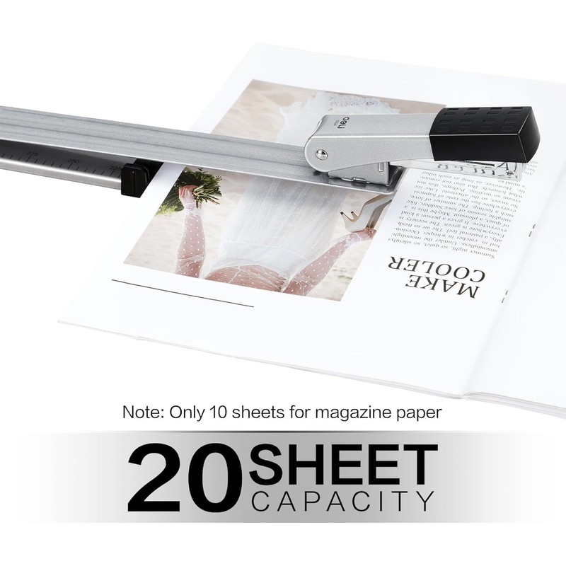 Deli Long Reach Stapler with 1000 Staples, 20 Sheet Capacity,