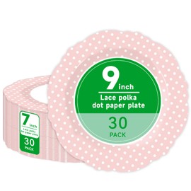 60 Pcs Pink Plates Set - 30 x 9 Inch & 30 x 7 Inch Disposable Scalloped Paper Plates, Light Pink Party Plates for Desserts, Baby Shower, Wedding, Bridal Shower, Birthday, Picnic (Elegant & Waterproof)