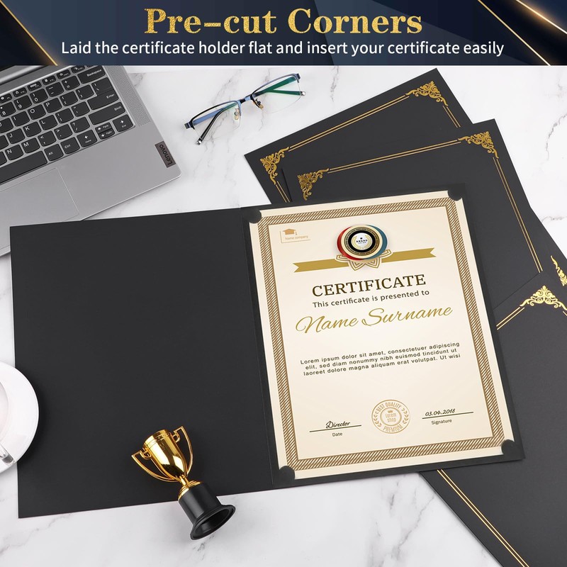 10 Packs Certificate Holders, Black Certificate Covers, Diploma Holders, Certificate