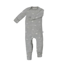 GUNAMUNA Unisex Newborn Baby Convertible Waffle Knit Pajama Sleep Onesie with Diaper Zipper, Footless Romper Sleeper, Imagine, 12-18 Months