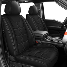 YORKNEIC Car Seat Cover Fit for Ford F150 2009-2024 2025 & F250/F350/F450 2017-2024 2025 Faux Leather Truck Seat Covers Full Set Airbag Compatible Car Cushion(Black)