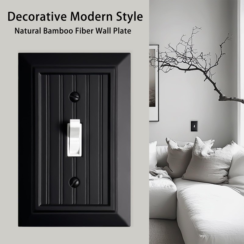 Beadboard Outlet Covers Wall Plates, Bamboo Fiber Light Switch Covers,