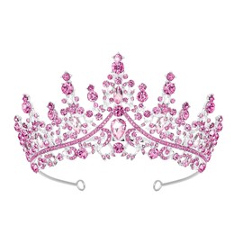 Schmoopy Tiara Crown for Women, Hair Accessories for Party Wedding (B-Pink)