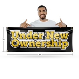 Under New Ownership Banner Sign 18 Inch x 48 Inch | 13 oz Vinyl with Metal Grommets | Heavy-Duty Single-Sided Outdoor Durable Printed High-Quality Weatherproof | Made in the USA