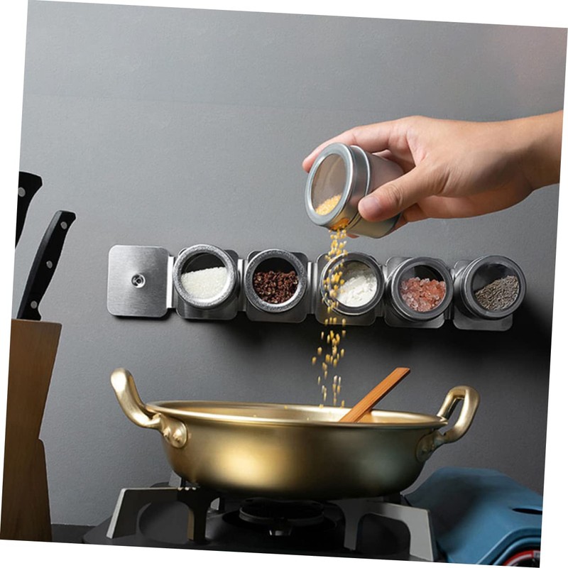 Sosoport 8pcs Magnetic Stainless Steel Spice Containers Airtight Spice Jars