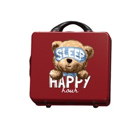 Balakaka Cosmetic Case with Lock, Cosmetic Bag for Women and Girls, 14 Inch Cosmetic Bag for Travel Hand Luggage, Sleeping Bear (Big Red)