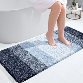 OLANLY OLANLY Bathroom Runner Rugs 47x20, Extra Soft Absorbent Microfiber Bath Rugs, Rubber Backing, Quick Dry, Washable Bath Mats for Bathroom Floor, Tub and Shower, Home Decor Accessories, Navy Blue