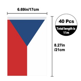 G2PLUS 11M Flag Chain Garland with 40 Czech Republic Flags, Czech Republic National Flag, 14 x 21 cm Czech Republic Flags Bunting for Garden Bar Decorations