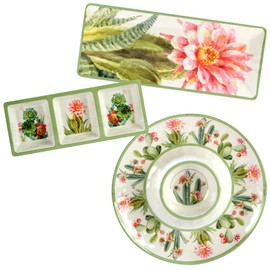 Certified International Desert Beauty 3 Piece Melamine Hostess/Serving Set, Multicolor, Large