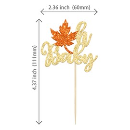 24 piezas de decoración para cupcakes con purpurina de arce para otoño y baby shower con temática de otoño, baby shower, revelación de género para niños, fiesta de cumpleaños, decoración de pasteles