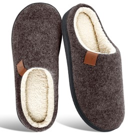 BHFRGAS Mens Slippers Comfy Slippers Men Warm Memory Foam Slippers for Men Anti-Slip Men's Slippers Winter House Bathroom Home Slippers for Outdoor&Indoor，Brown 12-13 UK