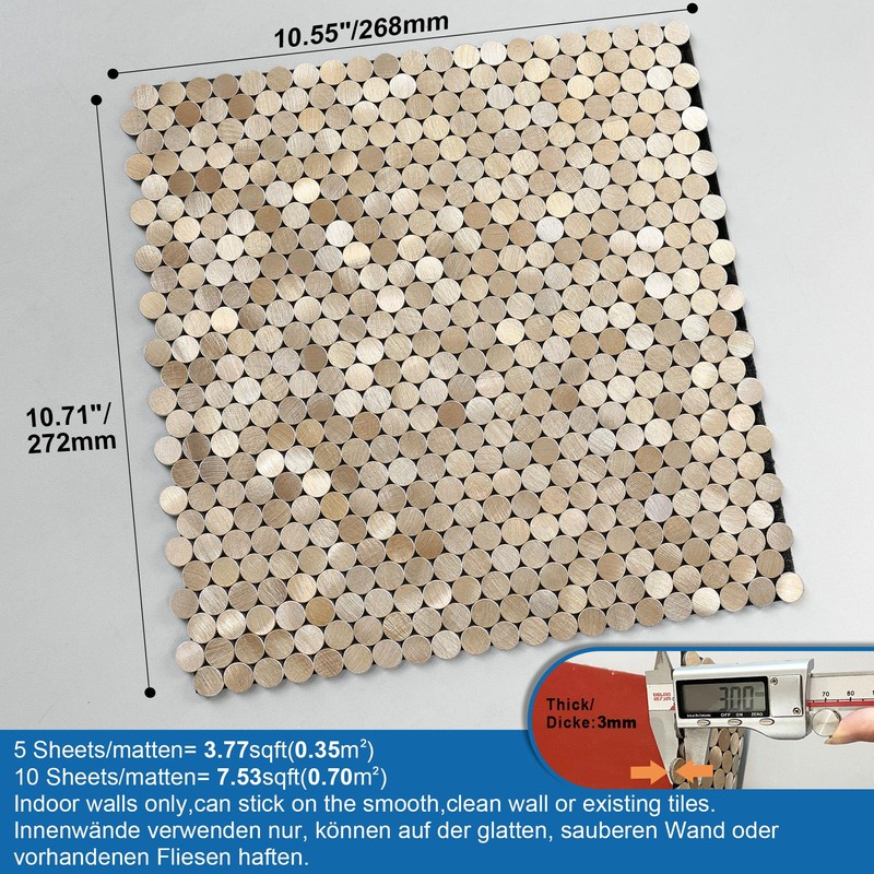 M MOFIT Small Penny Round Peel and Stick Backsplash Tile