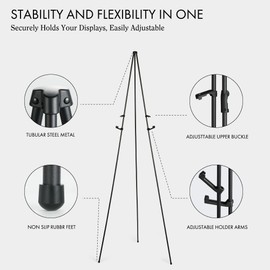 ARTIFY 64" Sign Easel Stand | Instant Display Tripod for Wedding Signs, Posters, Paintings, Canvas, and Poster Boards | Portable Stand for Home, School Supplies, Shop, and Ceremonies, Black