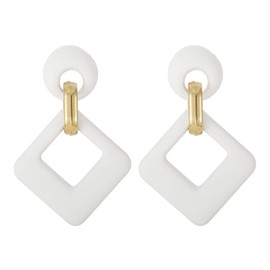 RUOFFETA Acrylic Rectangle Earrings, Fashion Acrylic Square/Oval/Hoop Statement Drop Earrings for Women(White)