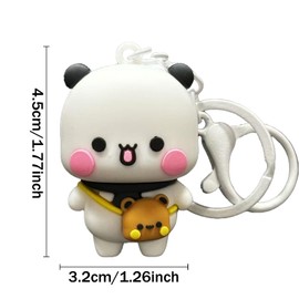 YOKUSHI 2PCS Bubu and Dudu Cute Keychains, Kawaii Cartoon Statue Bears Figurine Couple Key Chains for Women Couple Backpacks Valentine's Day Gifts (Backpack)