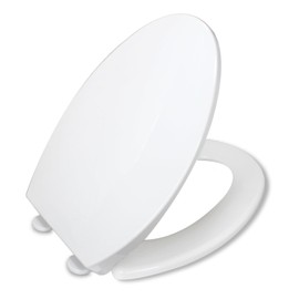White Toilet Seat - One-click Quick-Detach Design, Slow Close Toilet Lid and Seat Fits Elongated V-shape Toilet Bowl Replacement Repair Compatible with KOHLER TOTO American Standard Toilet