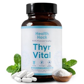 Thyr Vital con L-Tirosina, Guggul, Yodo y Selenio | Hierro Zinc y Magnesio + Vitamina A | Energía Diaria y Bienestar General | Rutina Equilibrada de uso diario, fácil | 60 Cápsulas | Health Hack