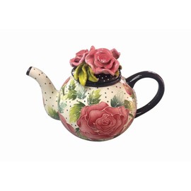Blue Sky Ceramic 10.5"x6.5"X7" Rose Teapot