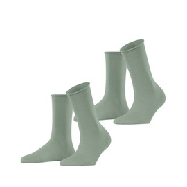 ESPRIT Women's Basic Pure Multipack W So Cotton Plain Socks (Pack of 2), Green Frosty Grey 7180, 35 - 38