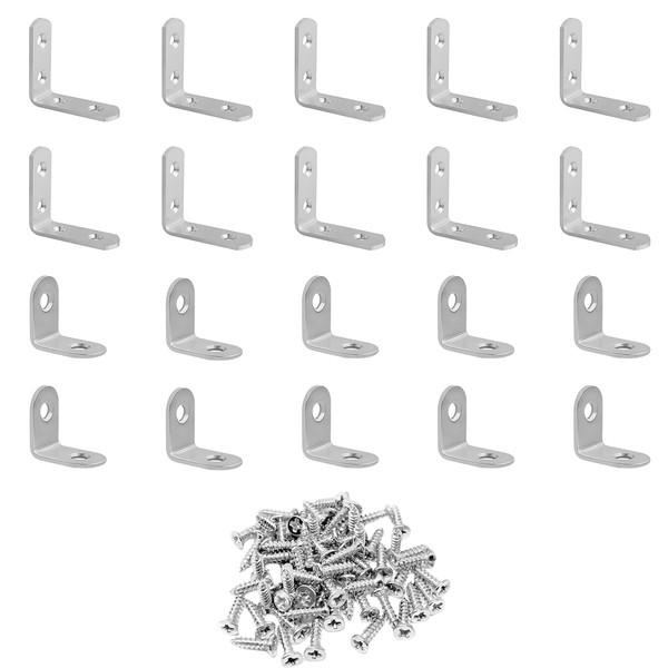 Diffaxy Pack of 20 L brackets for wood, angle metal