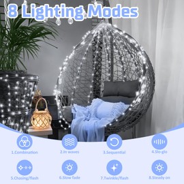 Fairy Lights Battery Operated, 33FT 200LED Twinkle String Lights 8 Modes & Waterproof LED Fairy Lights for Bedroom Wedding DIY Holiday Easter Party Indoor Decor (Cool White)
