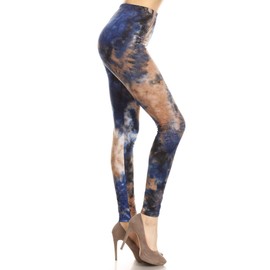Leggings Depot High Waisted Tie Dye & Fabric Print Leggings for Women-Full Length-Q537, Earth Goddess, One Size