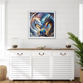 DPHERO DIY Good and Evil Diamond Painting Pictures for Adults Beginners, 5D Dragon Diamond Painting Set, DIY Earth Round Stones Diamond Art Kits, Diamond Painting for Home Decor 30 x 30 cm