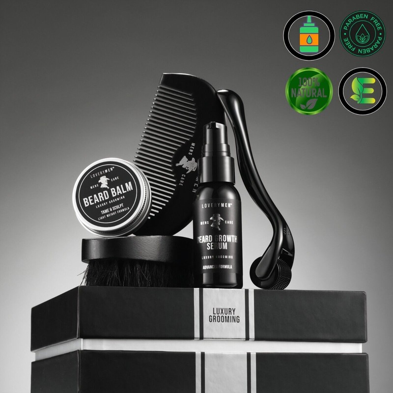 Lovery 5-Pc Beard Growth Kit-Ultimate Beard Care Set-Mens gift for