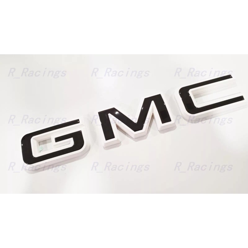 Auto Front & Rear GMC White Black OVERLAY Emblem Badge