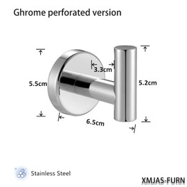 [XMJAS-FURN] Chrome Bathroom Towel Hooks, 304 Stainless Steel Matte, for Bathroom Kitchen Garage Wall Mount (2 Pack), Chrome,MJGG-Y2