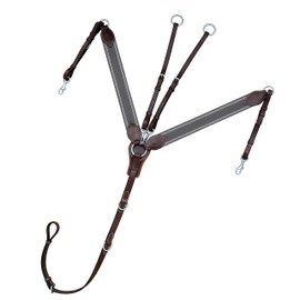 Exion English Breastplate for Horse with Running Attachment- Grey Elastic | English Leather Horse Elastic Breastplate (Oak Brown (Reddish Brown), Vegetable Tanned Leather - Pony Size)