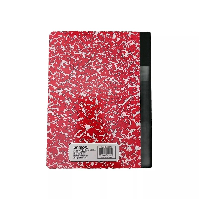 Unison Composition Book Notebook Red 80 Sheets Wide Ruled 9.75"