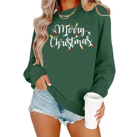 hohololo Christmas Sweatshirt Womens Merry Christmas Light Jumpers Funny Xmas Jumper