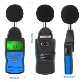 Portable Decibel Meter, Sound Level Monitoring and Noise Volume, MAX/MIN Noise Measurement with Data Hold LCD Backlight and Accuracy of +/-1.5dB