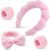 4 Pcs Women Soft Spa Headband and Wristband Set, Plush