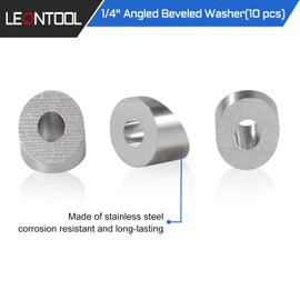 LEONTOOL 10 Pcs 316 Stainless Steel Angle Beveled Washers, 1/4 Inch Inner Diameter, 5/8 Inch Outer Diameter, 30 Degree, For 1/8" to 3/16" Steel Cable Railing Kit