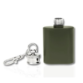 Mini Hip Flask Keyring • Black Silver Green • Stainless Steel Hip Flask Small 1 oz (30 ml) • Funny Gifts for Men • Gift Men • Advent Calendar Men • Mini Gifts (Green)
