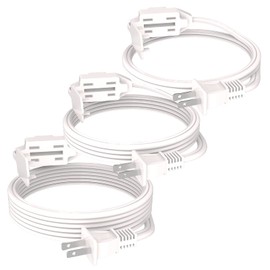 PLUGTUL 3-Pack Indoor Extension Cord (6/9/12FT), 2 Prong White Extension Cord, 3 Polarized Outlets with Safety Cap Protect for Home Office, 16/2 SPT-2 ETL Listed