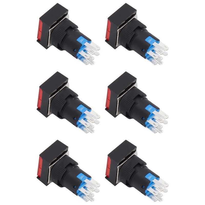 25 Pcs Push Button Switch Light Indicate Self Locking Long