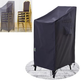 F&J Outdoors Cover for Garden Chairs, Waterproof, UV-Resistant, Robust Protective Cover for Stacking Chairs, High-Backed Chairs in Summer, Winter, Outdoor, Tarpaulin (65 x 65 x 75/115 cm), Grey