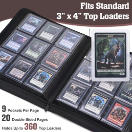 Top Loader Binder, 9-Pocket Trading Card Album, Holds 360 Top Loaders